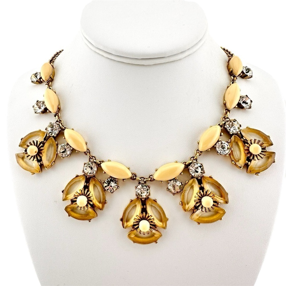 J Crew Necklace with Neutral Tones and Flower Decorations